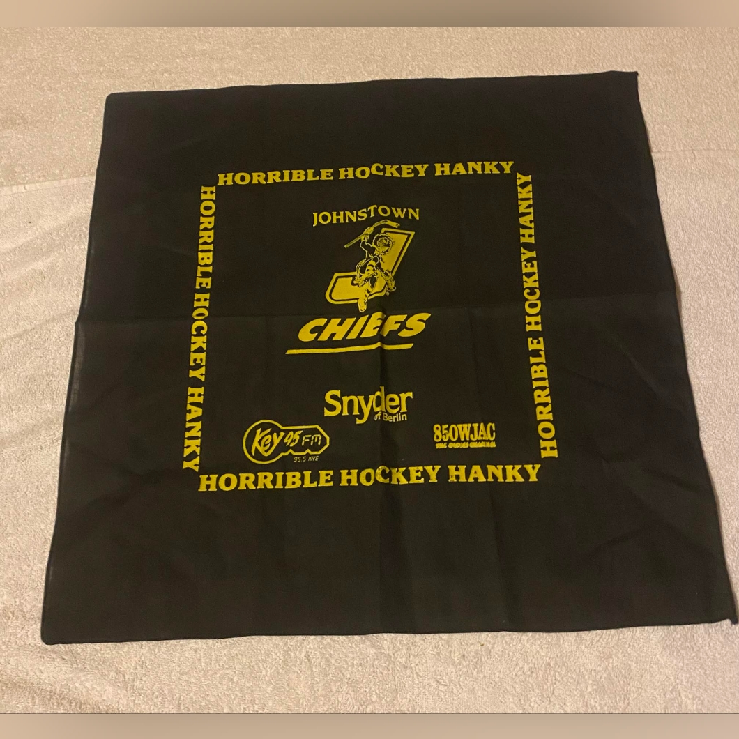 Vintage Johnstown Chiefs East Coast Hockey League Horrible Hockey Hanky
